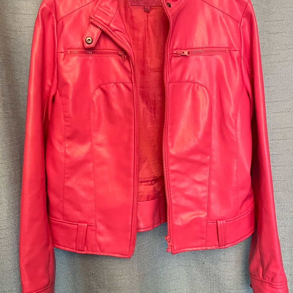 Purple Rain Women's Vibrant Pink Leather Jacket